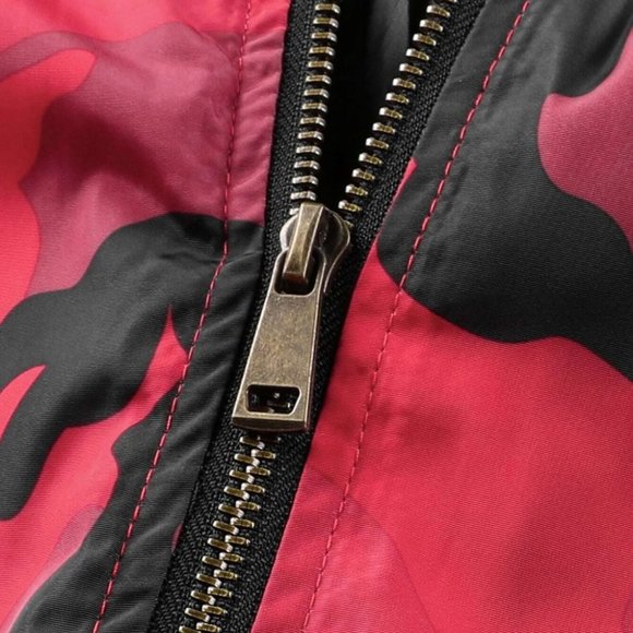 Red Streetstyle Men's Camo Print Zip Up Bomber Jac - Picture 7 of 7